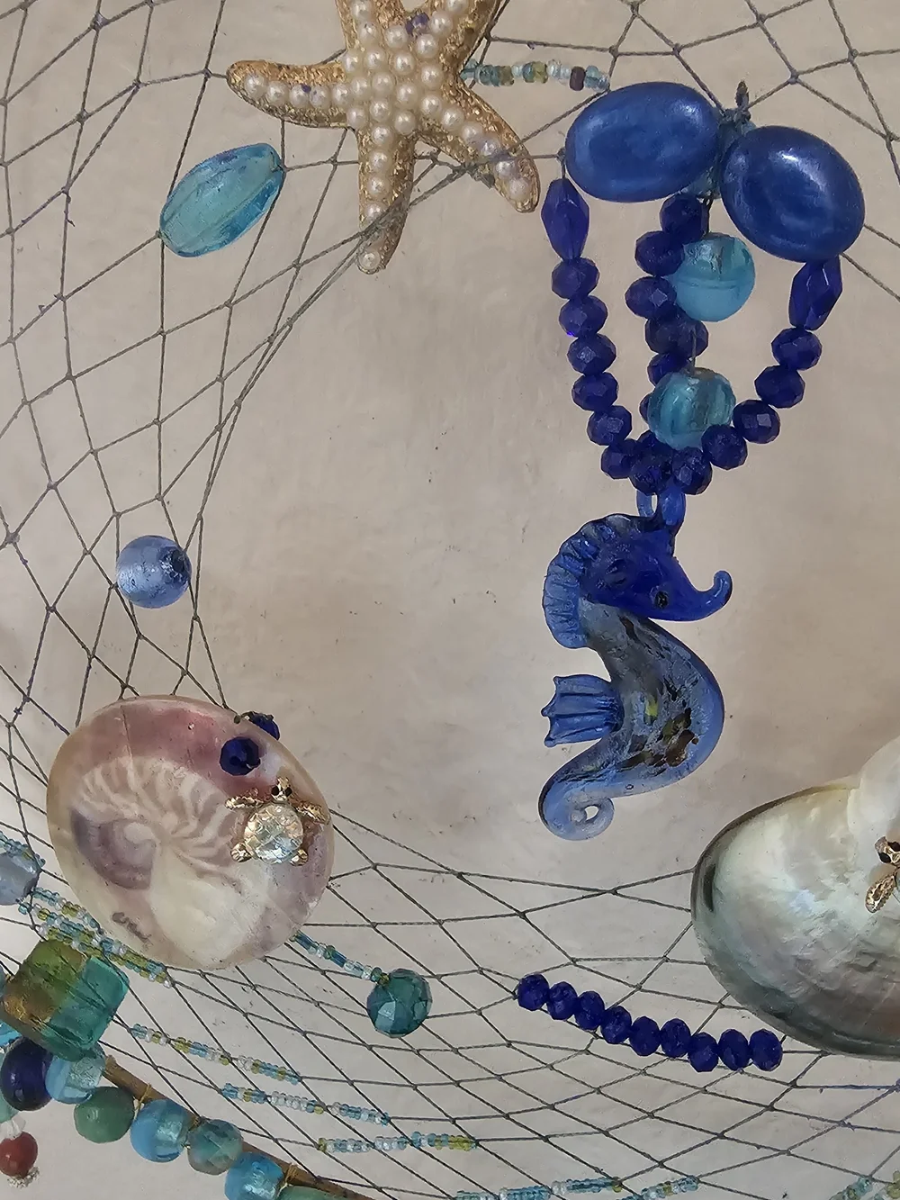 Handmade Blue Teal Beach Dreamcatcher Wall Decor